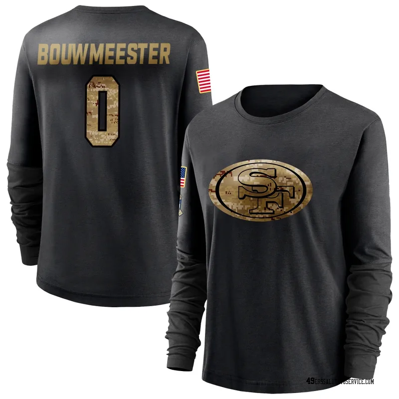 Women's Jack Bouwmeester San Francisco 49ers Black 2020 Salute To Service Sideline Performance Long Sleeve T-Shirt
