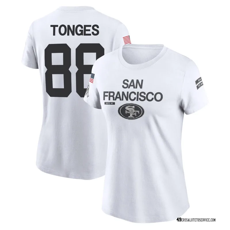Women's Jake Tonges San Francisco 49ers Legend White 2024 Salute to Service Performance T-Shirt