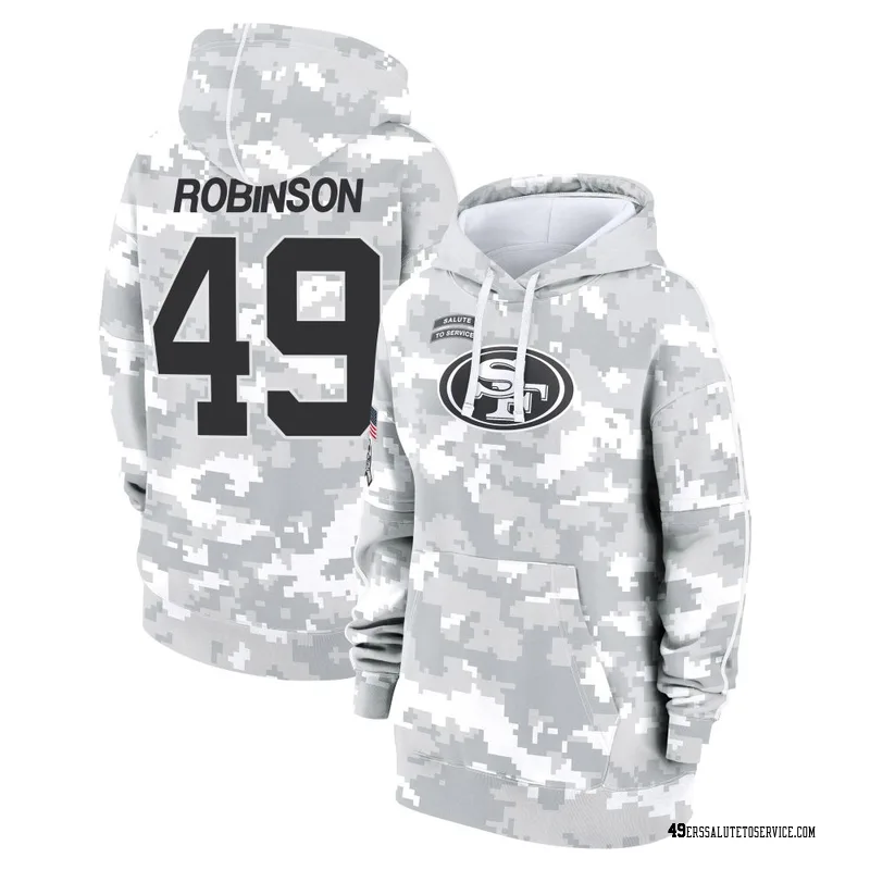 Women's Jakob Robinson San Francisco 49ers Camo Arctic 2024 Salute to Service Club Fleece Pullover Hoodie
