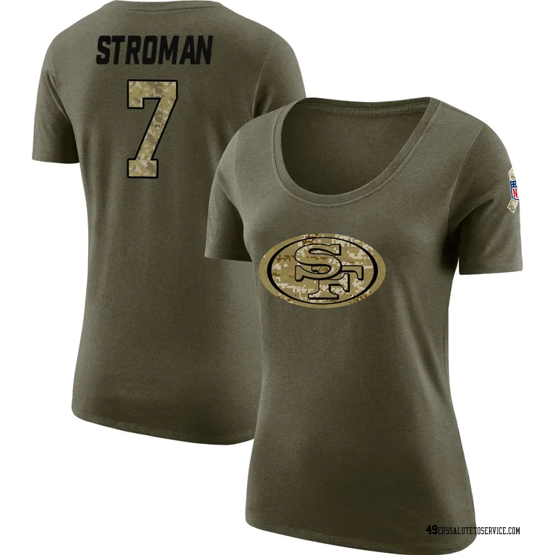 Women's Jalen Stroman San Francisco 49ers Legend Olive Salute to Service Scoop Neck T-Shirt