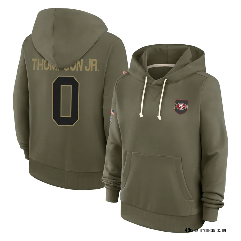 Women's James Thompson Jr. San Francisco 49ers Olive 2025 Salute to Service Hoodie