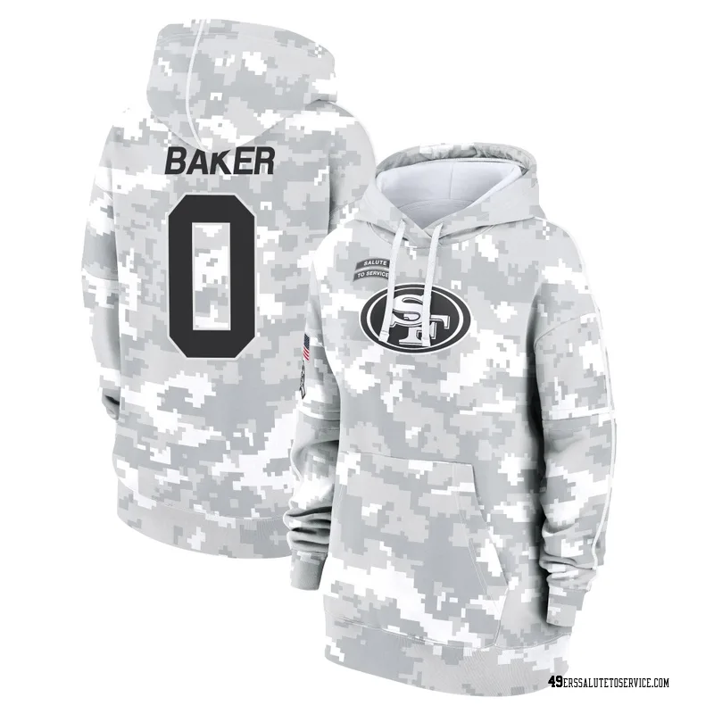 Women's Javon Baker San Francisco 49ers Camo Arctic 2024 Salute to Service Club Fleece Pullover Hoodie