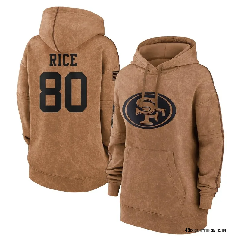 Women's Jerry Rice San Francisco 49ers Brown 2023 Salute To Service Pullover Hoodie