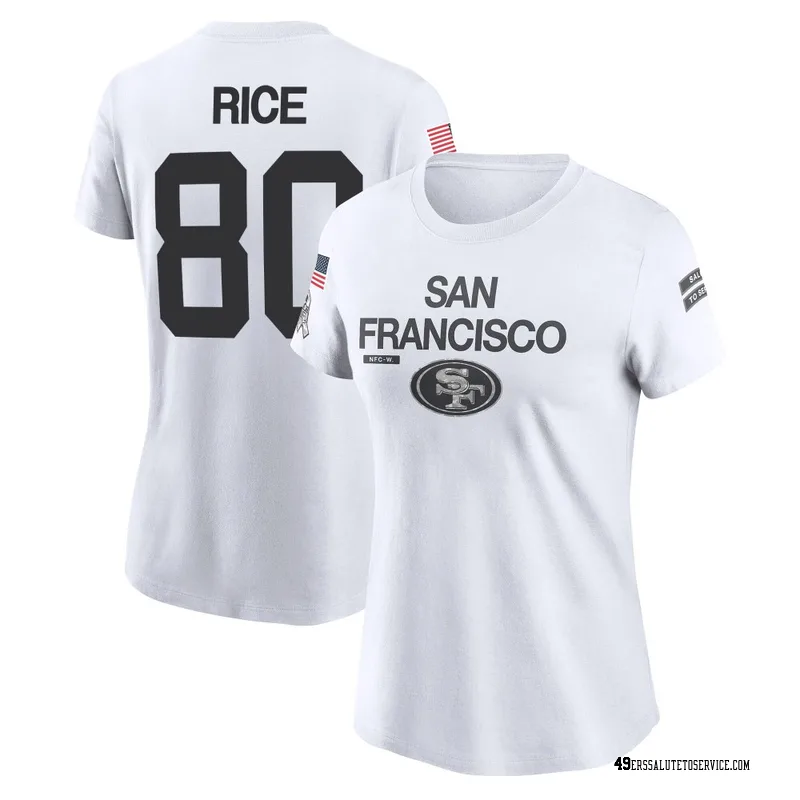 Women's Jerry Rice San Francisco 49ers Legend White 2024 Salute to Service Performance T-Shirt