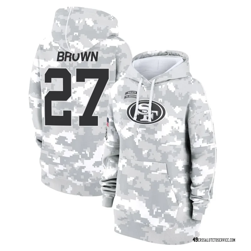 Women's Ji'Ayir Brown San Francisco 49ers Camo Arctic 2024 Salute to Service Club Fleece Pullover Hoodie