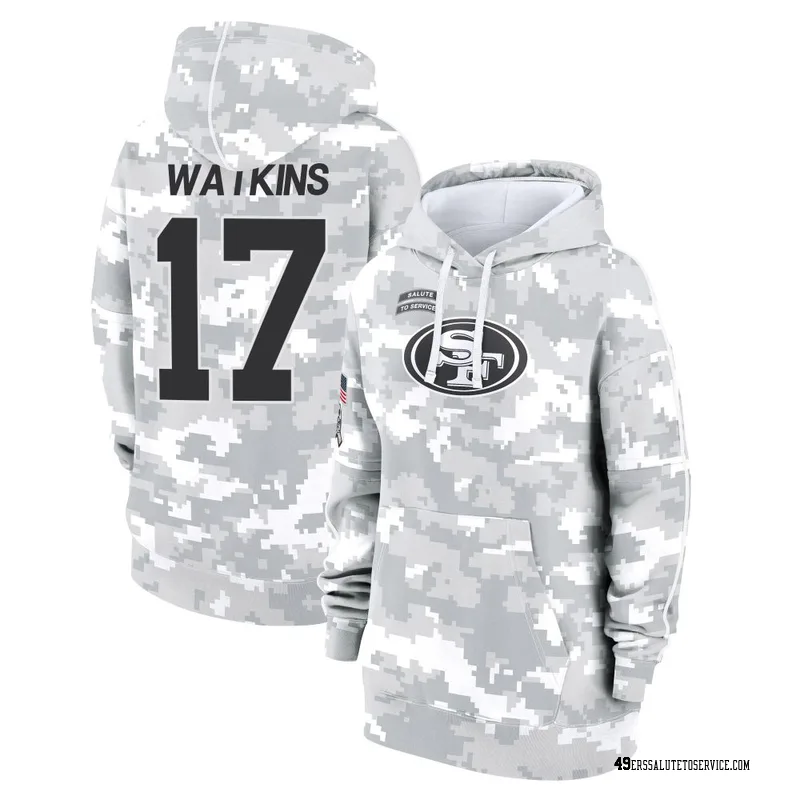 Women's Jordan Watkins San Francisco 49ers Camo Arctic 2024 Salute to Service Club Fleece Pullover Hoodie
