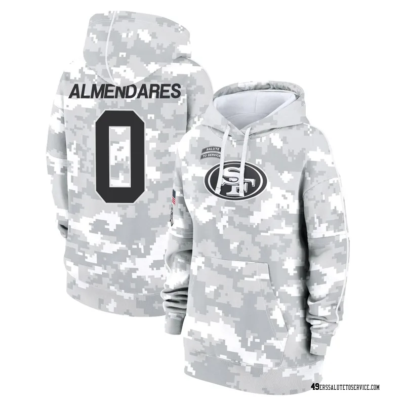 Women's Kenneth Almendares San Francisco 49ers Camo Arctic 2024 Salute to Service Club Fleece Pullover Hoodie