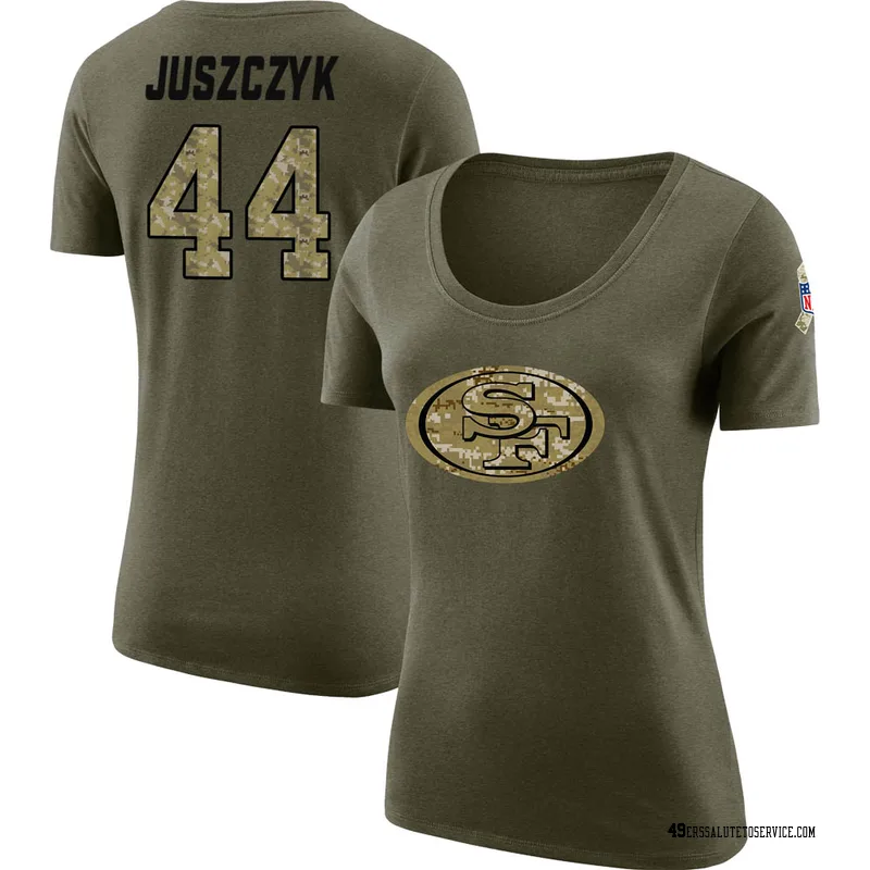 Women's Kyle Juszczyk San Francisco 49ers Legend Olive Salute to Service Scoop Neck T-Shirt