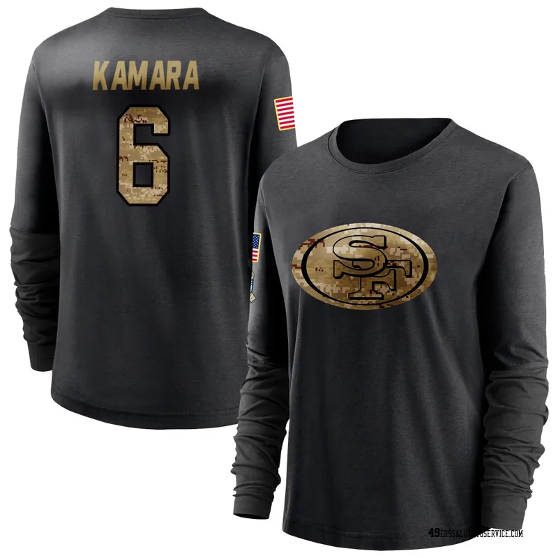 Women's Mikail Kamara San Francisco 49ers Black 2020 Salute To Service Sideline Performance Long Sleeve T-Shirt