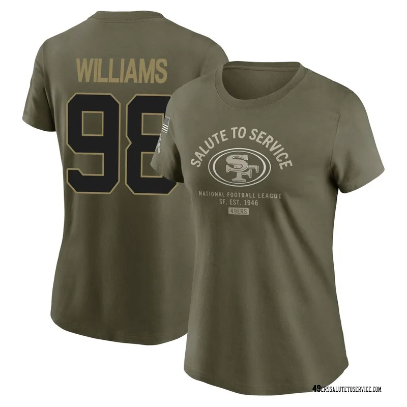 Women's Mykel Williams San Francisco 49ers Olive 2025 Salute to Service Sideline T-Shirt