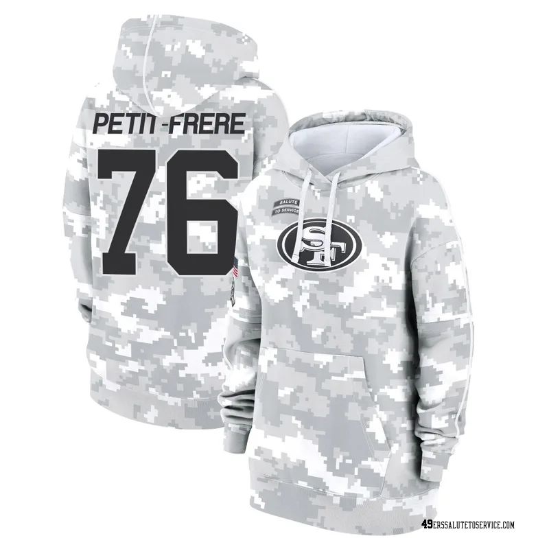 Women's Nicholas Petit-Frere San Francisco 49ers Camo Arctic 2024 Salute to Service Club Fleece Pullover Hoodie