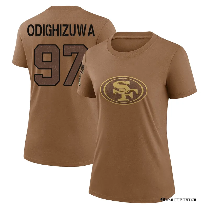 Women's Osa Odighizuwa San Francisco 49ers Legend Brown 2023 Salute To Service Performance T-Shirt