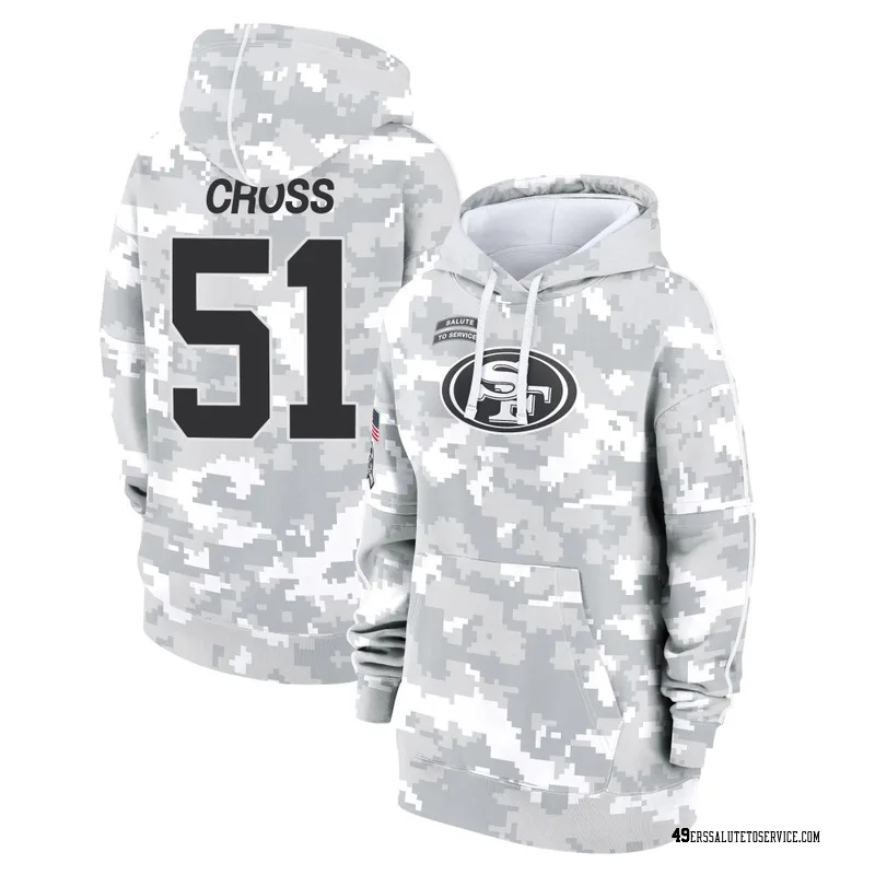 Women's Randy Cross San Francisco 49ers Camo Arctic 2024 Salute to Service Club Fleece Pullover Hoodie