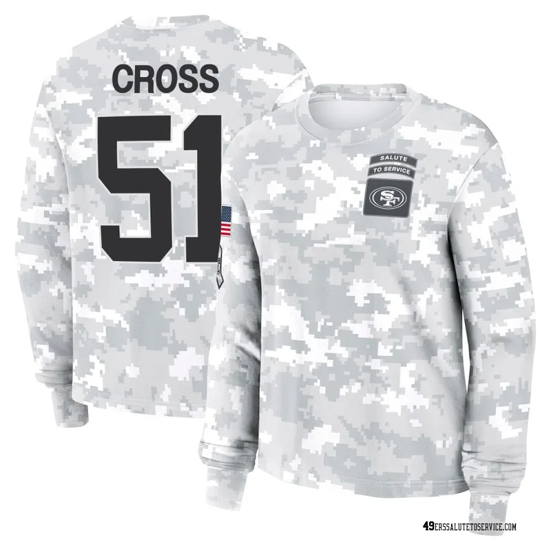 Women's Randy Cross San Francisco 49ers Camo Arctic 2024 Salute to Service Long Sleeve T-Shirt