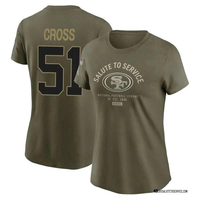 Women's Randy Cross San Francisco 49ers Olive 2025 Salute to Service Sideline T-Shirt