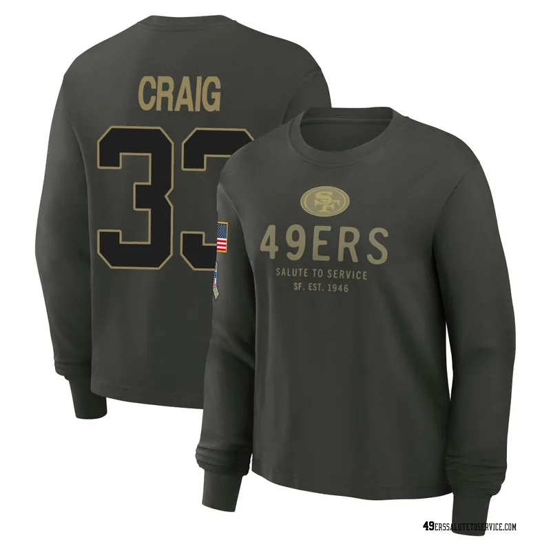 Women's Roger Craig San Francisco 49ers Green Dark/ 2025 Salute to Service Sideline Long Sleeve T-Shirt