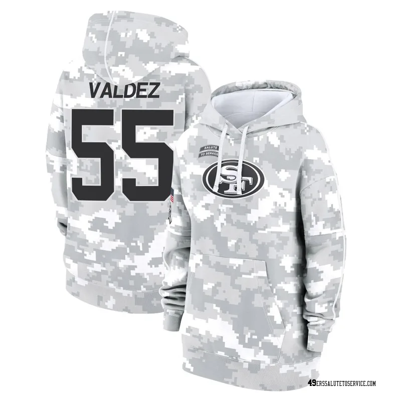 Women's Sebastian Valdez San Francisco 49ers Camo Arctic 2024 Salute to Service Club Fleece Pullover Hoodie