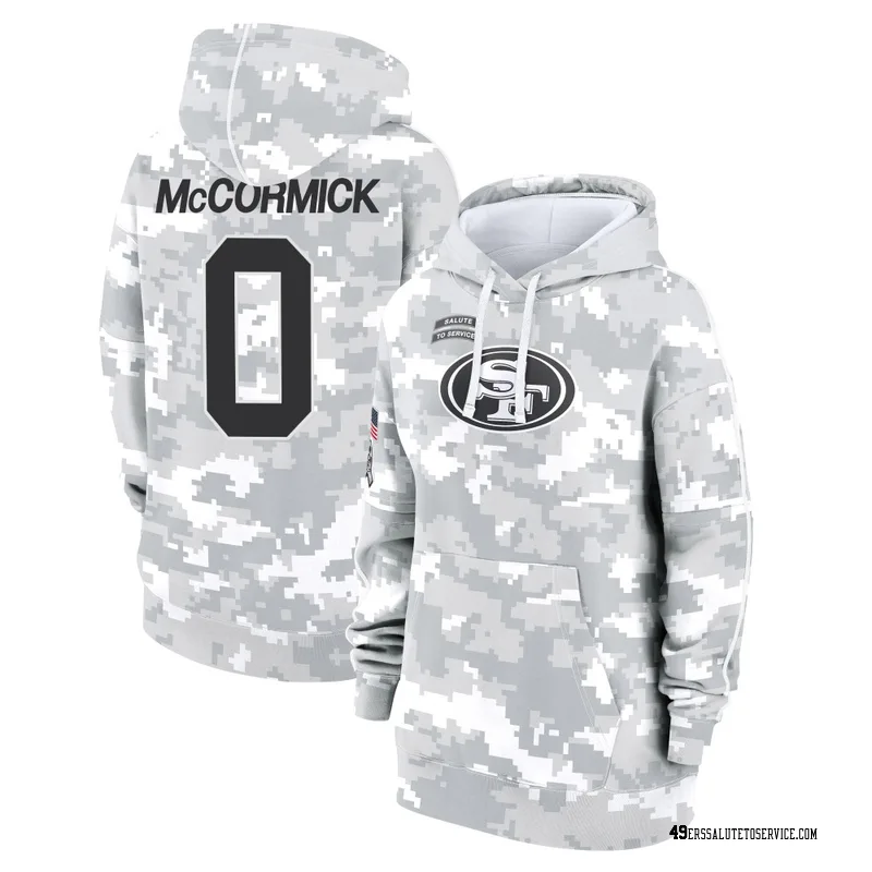 Women's Sincere McCormick San Francisco 49ers Camo Arctic 2024 Salute to Service Club Fleece Pullover Hoodie