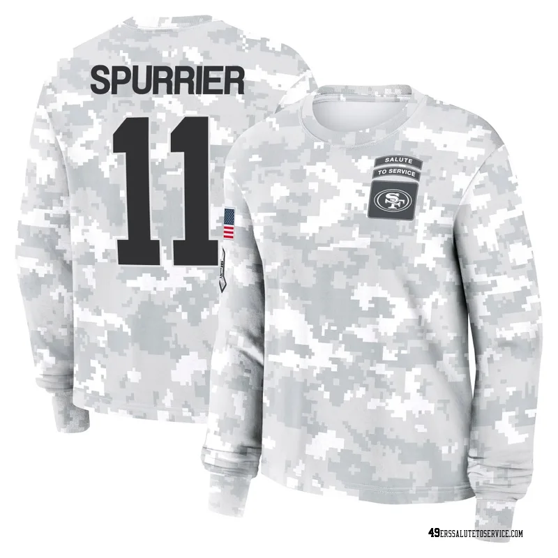 Women's Steve Spurrier San Francisco 49ers Camo Arctic 2024 Salute to Service Long Sleeve T-Shirt