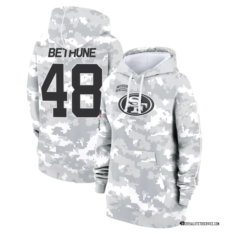 Women's Tatum Bethune San Francisco 49ers Camo Arctic 2024 Salute to Service Club Fleece Pullover Hoodie