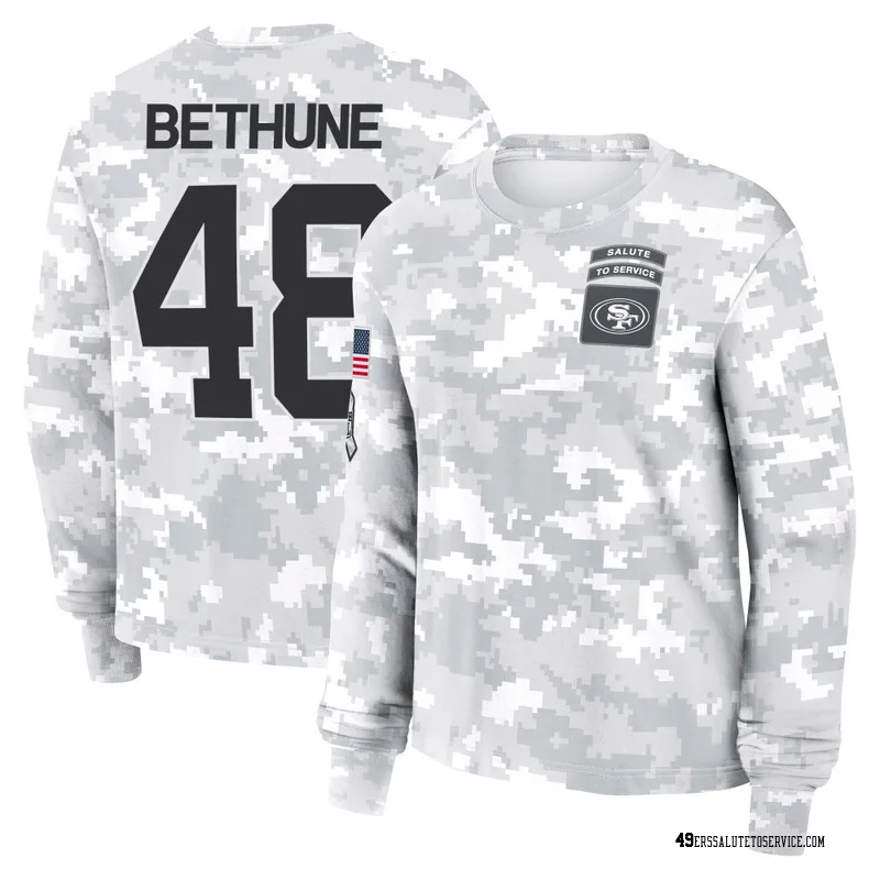 Women's Tatum Bethune San Francisco 49ers Camo Arctic 2024 Salute to Service Long Sleeve T-Shirt