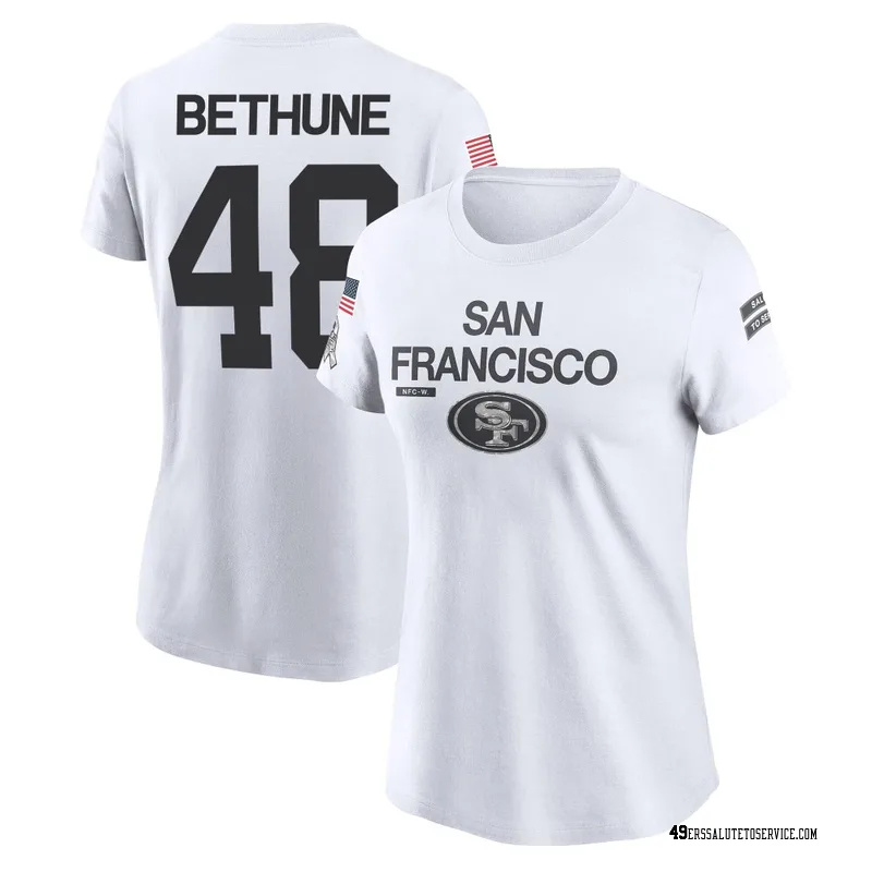 Women's Tatum Bethune San Francisco 49ers Legend White 2024 Salute to Service Performance T-Shirt