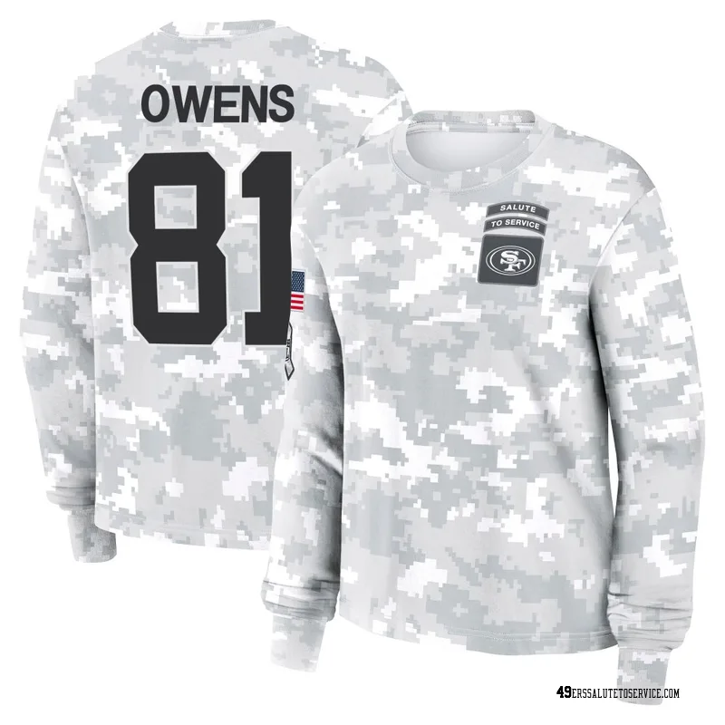 Women's Terrell Owens San Francisco 49ers Camo Arctic 2024 Salute to Service Long Sleeve T-Shirt