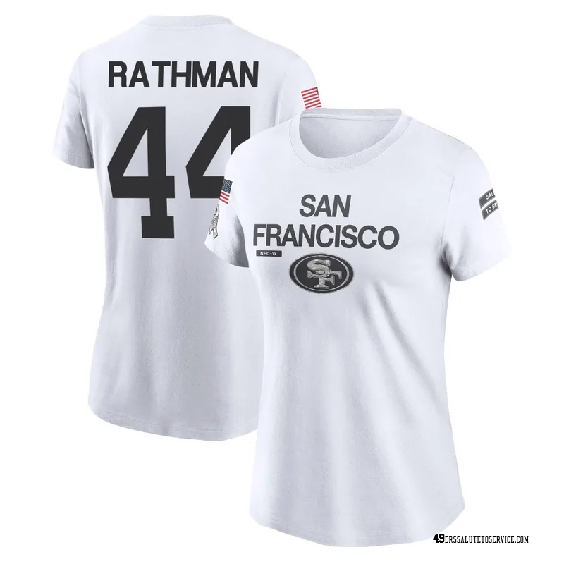 Women's Tom Rathman San Francisco 49ers Legend White 2024 Salute to Service Performance T-Shirt