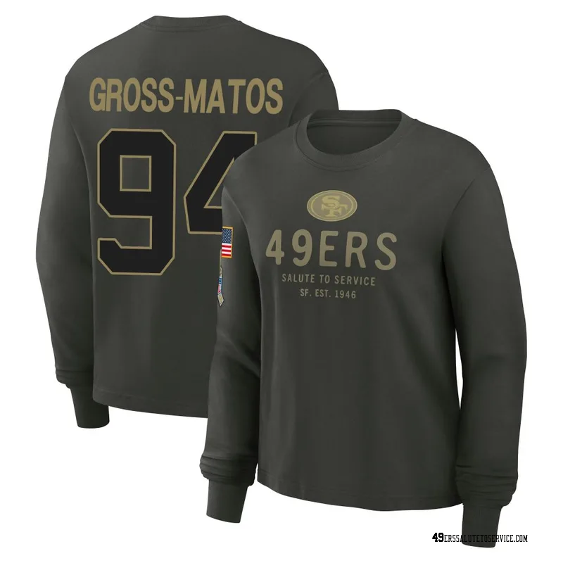 Women's Yetur Gross-Matos San Francisco 49ers Green Dark/ 2025 Salute to Service Sideline Long Sleeve T-Shirt