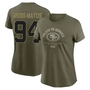 Women's Yetur Gross-Matos San Francisco 49ers Olive 2025 Salute to Service Sideline T-Shirt