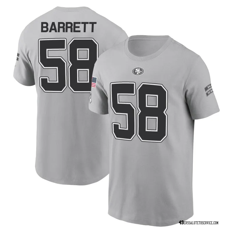 Youth Alex Barrett San Francisco 49ers Gray 2024 Salute to Service Name & Number T-Shirt