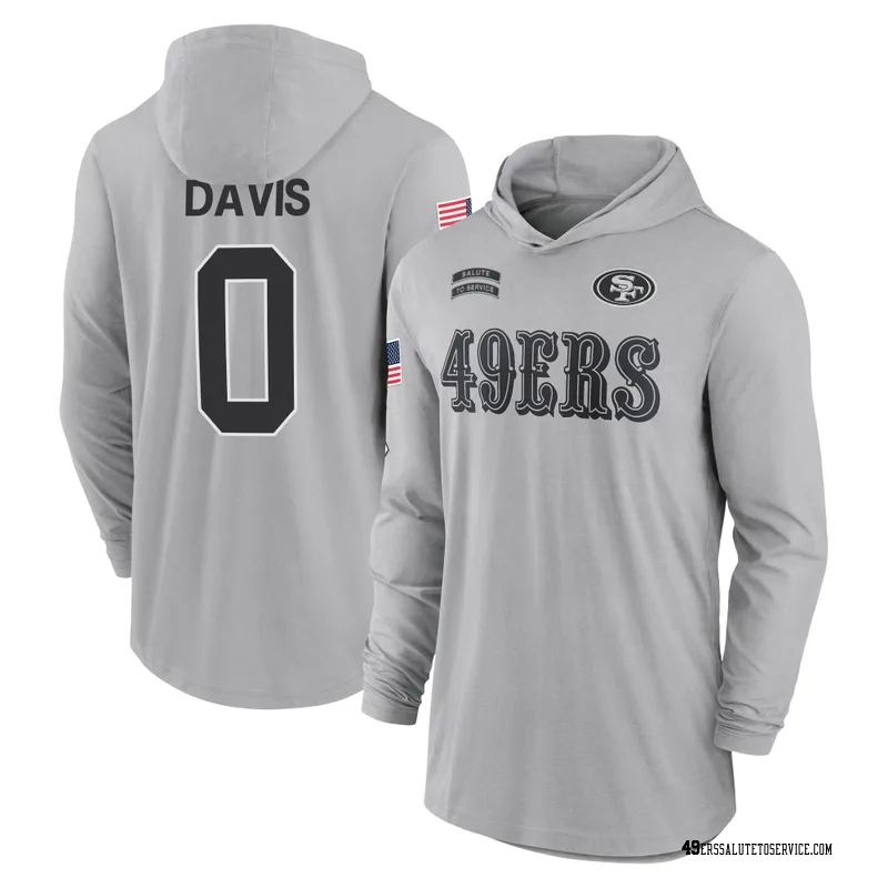 Youth Ashtyn Davis San Francisco 49ers Gray 2024 Salute to Service Lightweight Performance Long Sleeve Hooded T-Shirt