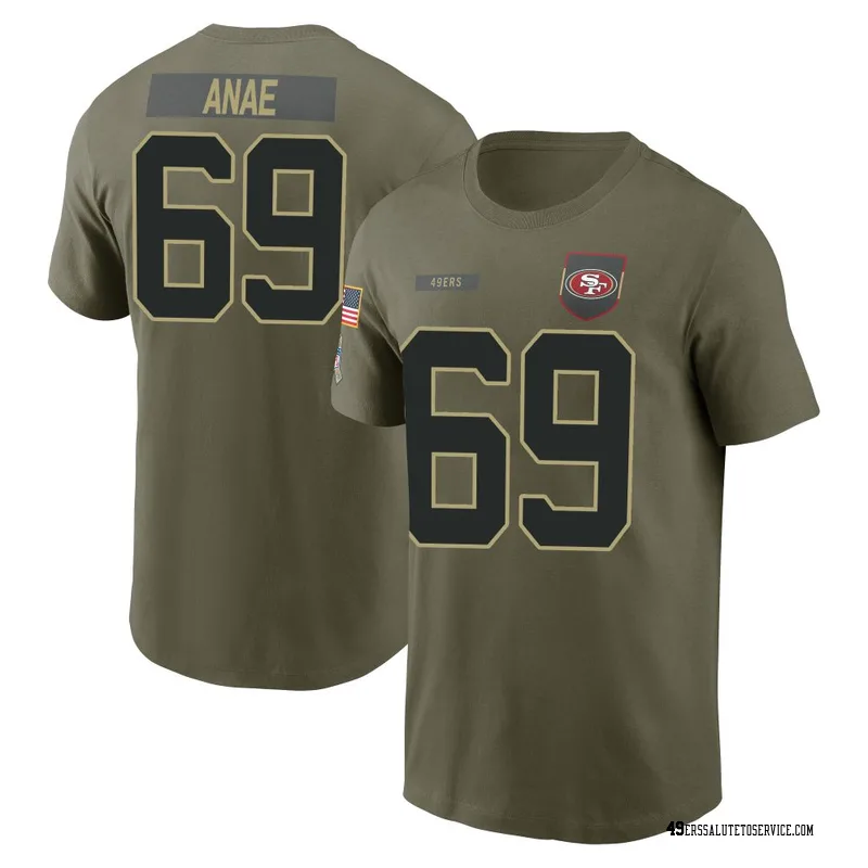 Youth Bradlee Anae San Francisco 49ers Olive 2025 Salute to Service Name & Number T-Shirt