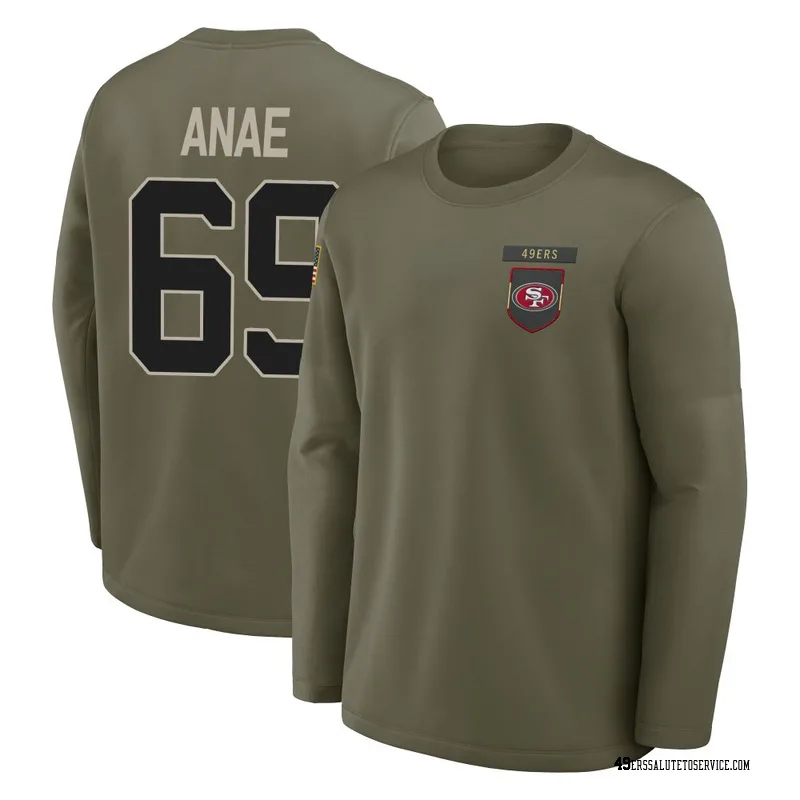 Youth Bradlee Anae San Francisco 49ers Olive 2025 Salute to Service Sideline Coaches Long Sleeve T-Shirt