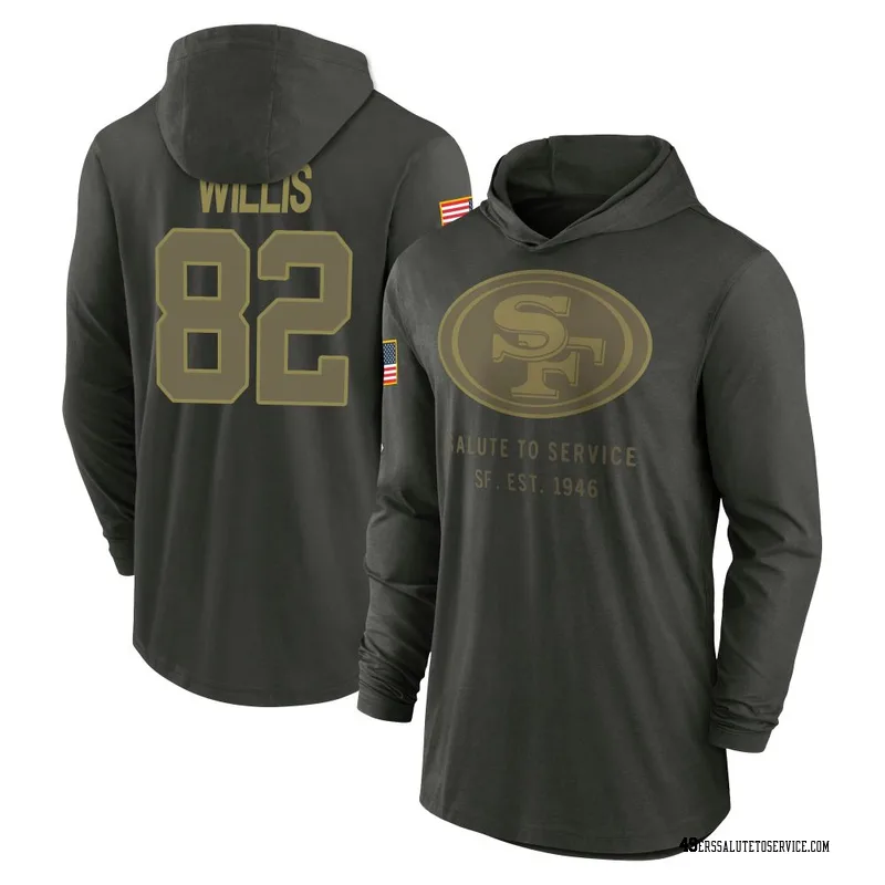 Youth Brayden Willis San Francisco 49ers Green Forest/ 2025 Salute to Service Sideline Lightweight Hooded Pullover Long Sleeve T