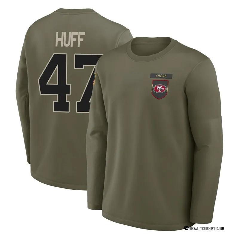 Youth Bryce Huff San Francisco 49ers Olive 2025 Salute to Service Sideline Coaches Long Sleeve T-Shirt