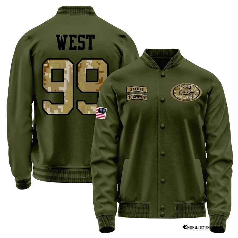 Youth CJ West San Francisco 49ers Olive Salute to Service Sideline Performance Jacket