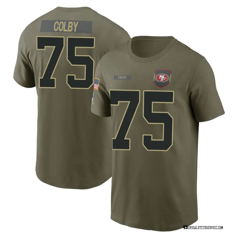 Youth Connor Colby San Francisco 49ers Olive 2025 Salute to Service Name & Number T-Shirt