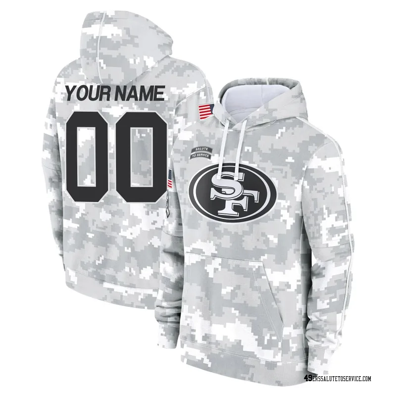 Youth Custom San Francisco 49ers Camo Arctic 2024 Salute to Service Club Fleece Pullover Hoodie