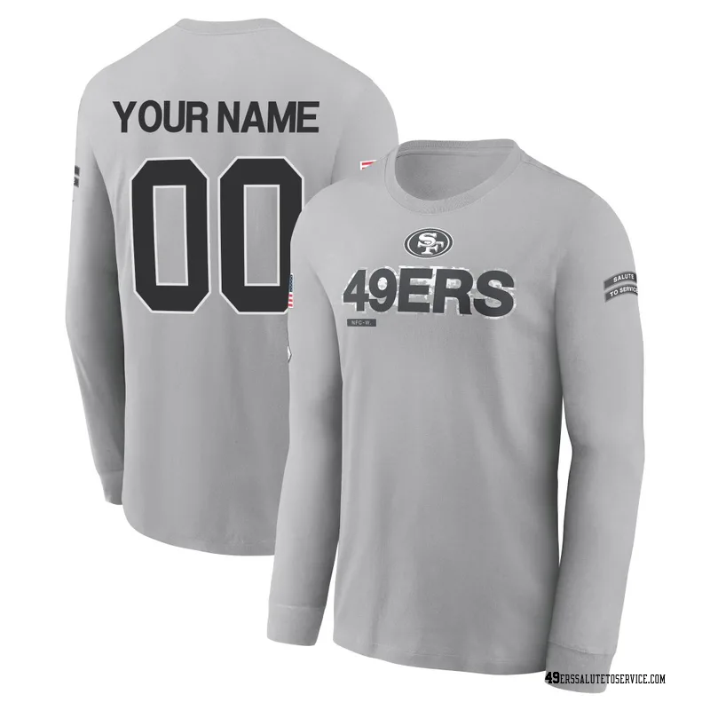 Youth Custom San Francisco 49ers Gray 2024 Salute to Service Long Sleeve T-Shirt