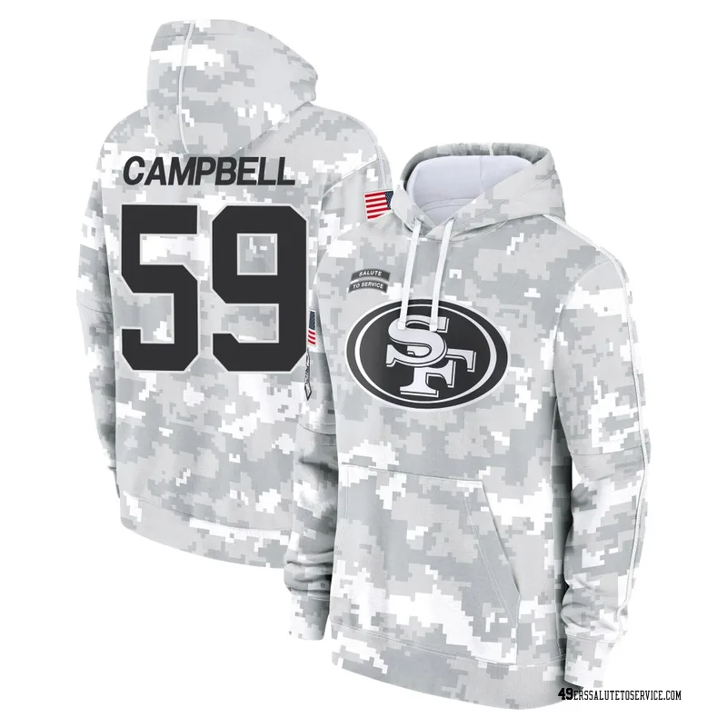 Youth De'Vondre Campbell San Francisco 49ers Camo Arctic 2024 Salute to Service Club Fleece Pullover Hoodie