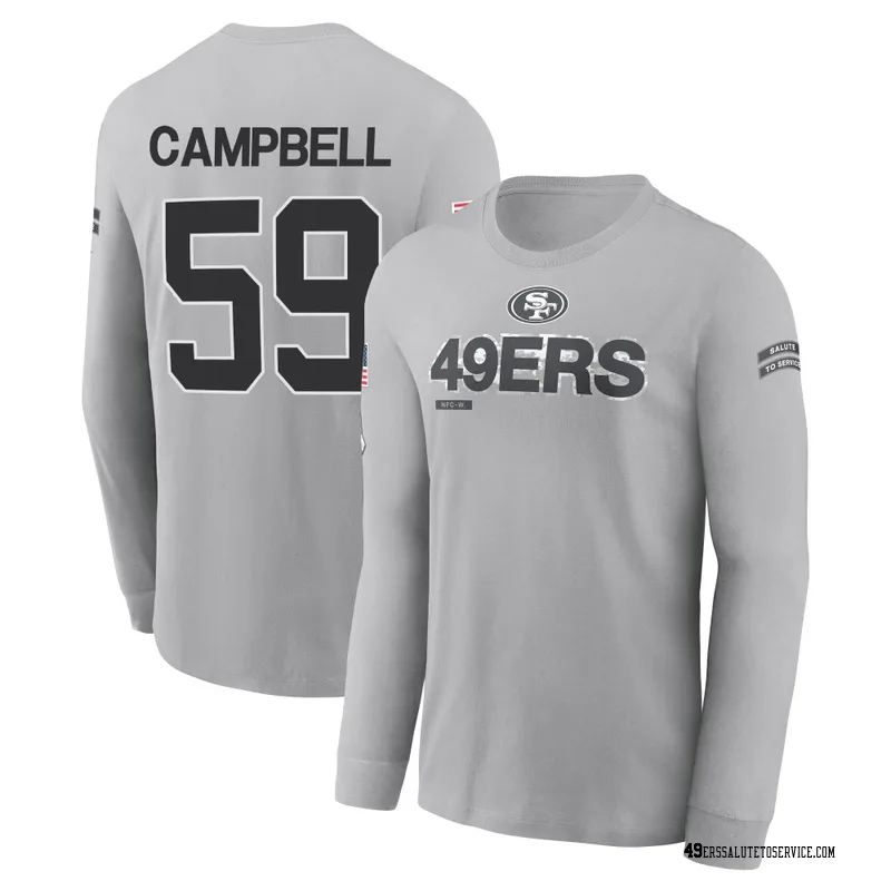 Youth De'Vondre Campbell San Francisco 49ers Gray 2024 Salute to Service Long Sleeve T-Shirt