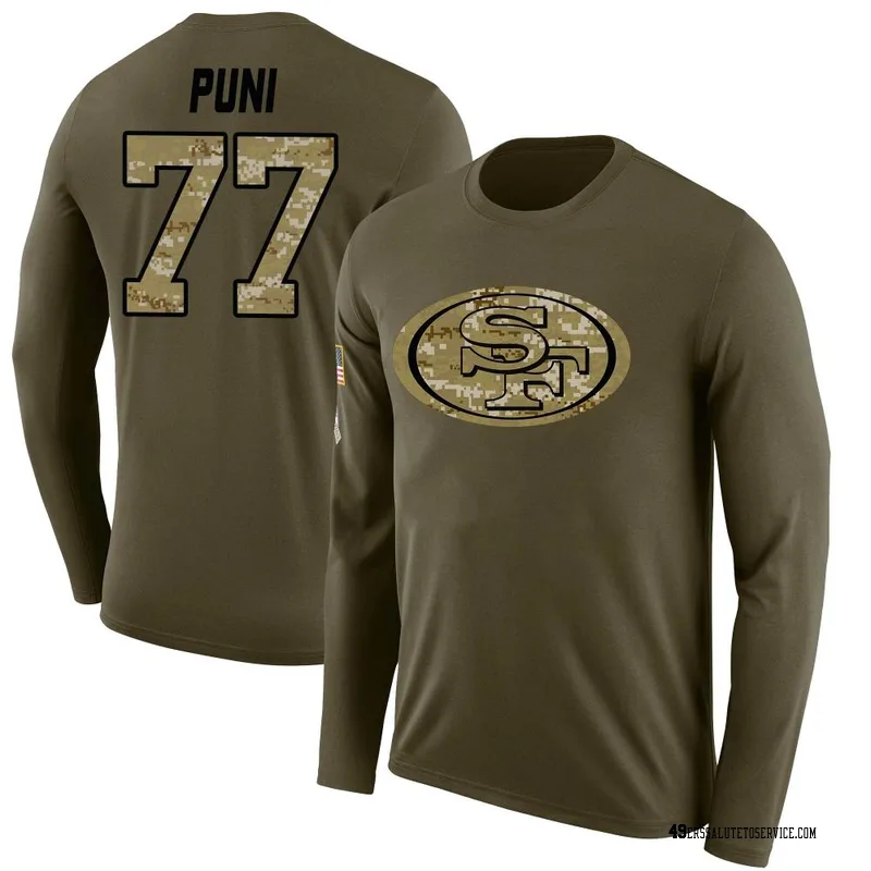 Youth Dominick Puni San Francisco 49ers Legend Olive Salute to Service Sideline Long Sleeve T-Shirt