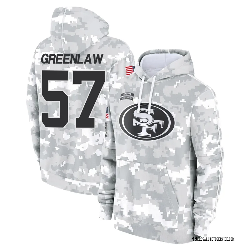 Youth Dre Greenlaw San Francisco 49ers Camo Arctic 2024 Salute to Service Club Fleece Pullover Hoodie