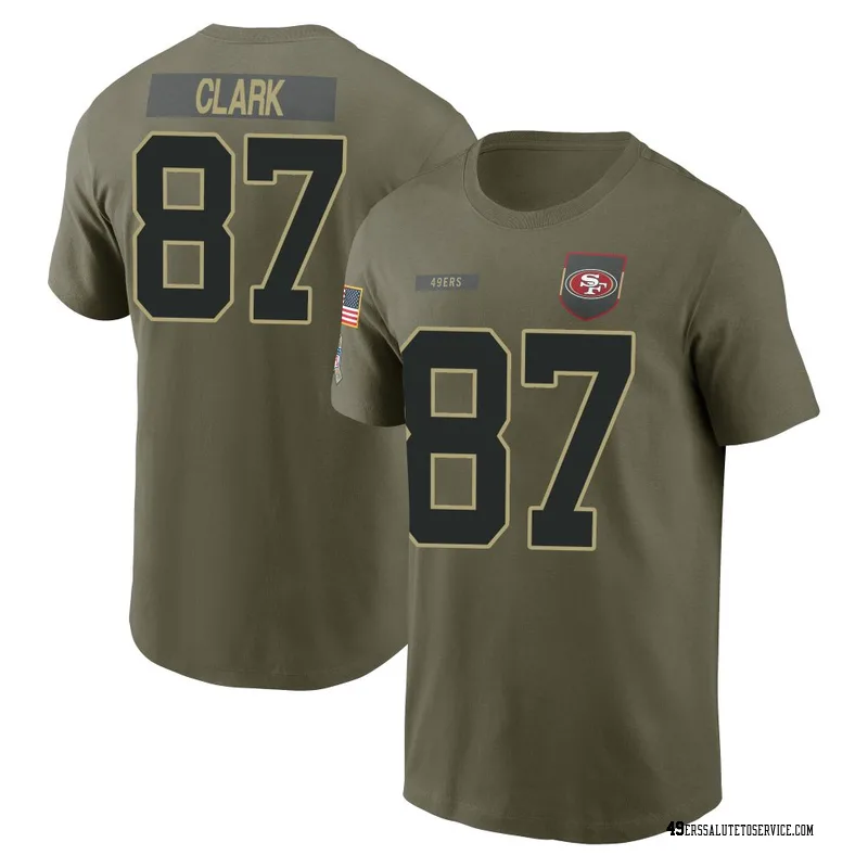 Youth Dwight Clark San Francisco 49ers Olive 2025 Salute to Service Name & Number T-Shirt