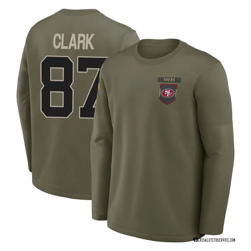 Youth Dwight Clark San Francisco 49ers Olive 2025 Salute to Service Sideline Coaches Long Sleeve T-Shirt