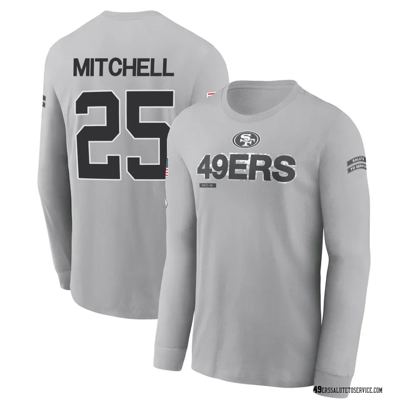 Youth Elijah Mitchell San Francisco 49ers Gray 2024 Salute to Service Long Sleeve T-Shirt