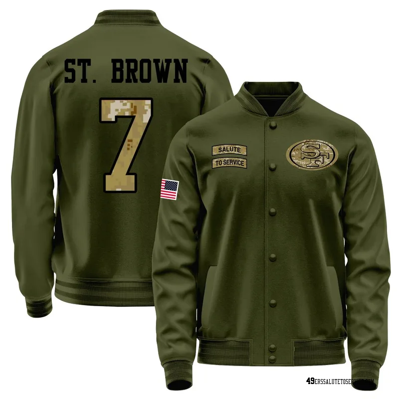 Youth Equanimeous St. Brown San Francisco 49ers Olive Salute to Service Sideline Performance Jacket