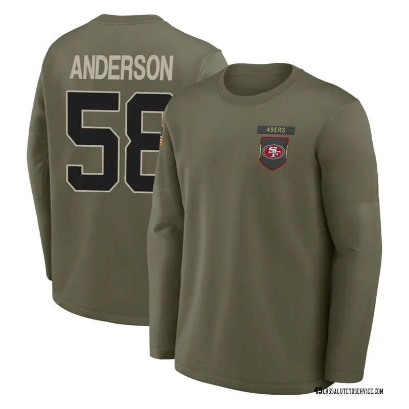 Youth Evan Anderson San Francisco 49ers Olive 2025 Salute to Service Sideline Coaches Long Sleeve T-Shirt