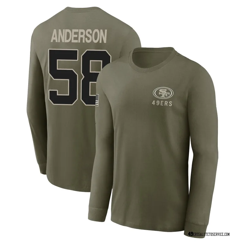 Youth Evan Anderson San Francisco 49ers Olive 2025 Salute to Service Sideline Long Sleeve T-Shirt